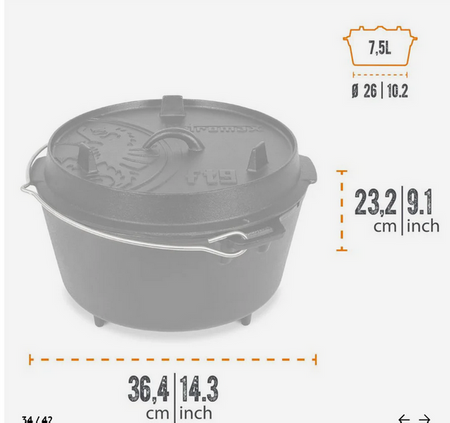 Żeliwny garnek na nóżkach ft9 Petromax 7,5 litra