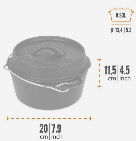 Mały żeliwny garnuszek Petromax ft1-t  z płaskim dnem 0,93l