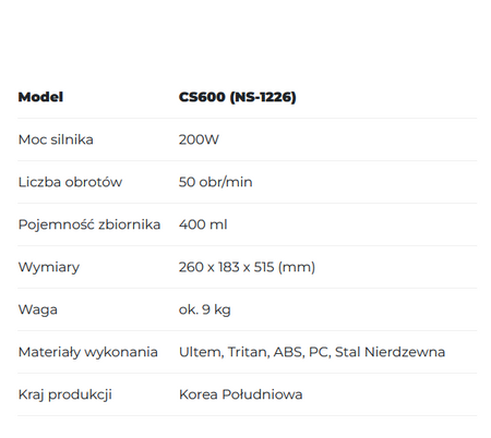 Wyciskarka Kuvings Chef CS600 Profesjonalna.